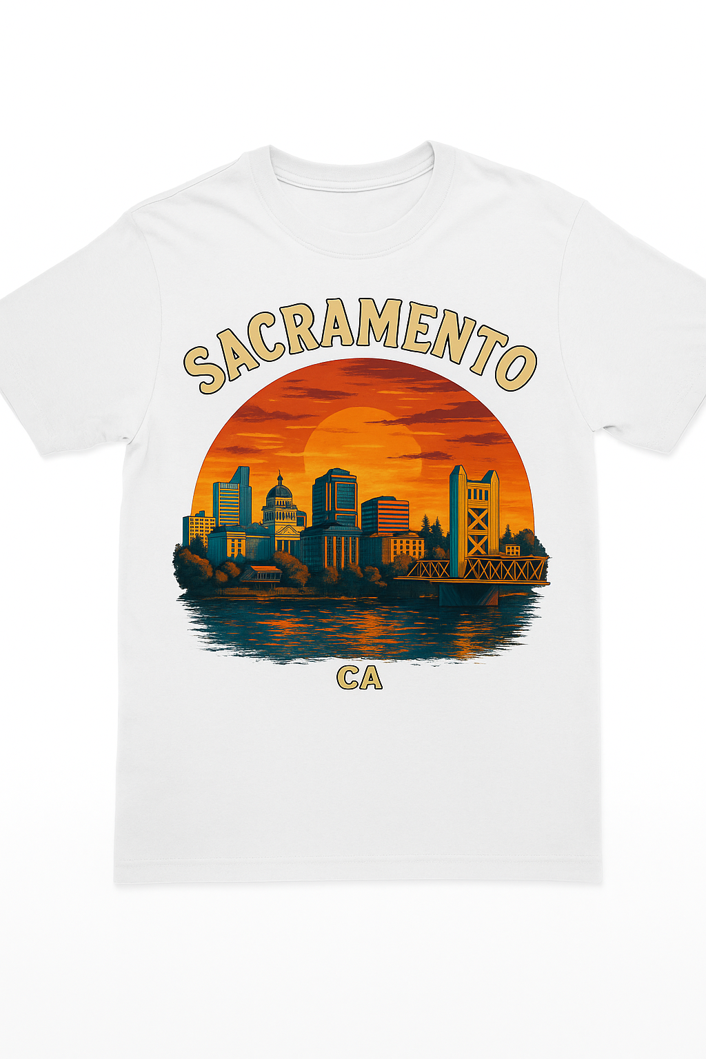 Sacramento Sunset Skyline T-Shirt | California Cityscape Graphic Tee
