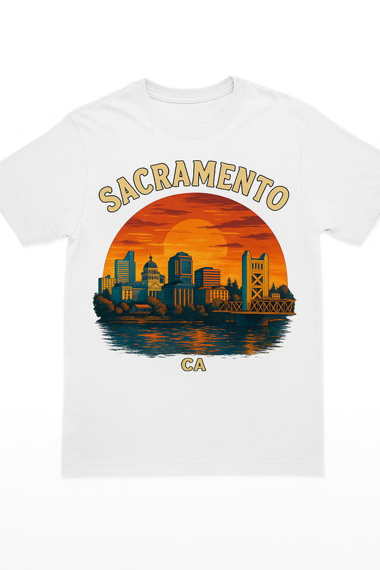 Sacramento Sunset Skyline T-Shirt | California Cityscape Graphic Tee